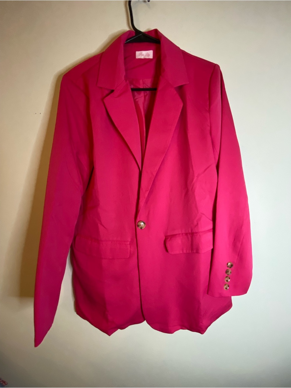 Pink Lily Hot Pink Single-Button Blazer